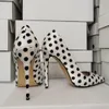 Rontic Nya Mode Kvinnor Pumpar Sexig Polka Dot Stiletto Klackar Pumpar Pekade Toe Gorgeous White Praty Skor Kvinnor Plus US Storlek 5-15