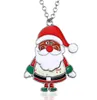 Mode-Santa Claus Halsketten Malerei Öl Hirsch Baum Aufkleber Anhänger Link Kette Pullover Halskette Statement Schmuck Geschenk für Frauen Männer