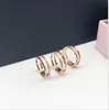 Double layer ring with diamonds for women 18k rose gold ring simple jewelry