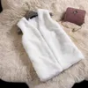 Nowy Faux Fur Kamizelka Kurtka Płaszcz Kobiety Zima Ciepła Odzież Odzież Płaszcz Parka Bez Rękawów V-Neck Krótki kamizelka Plus 4x 6Q2305