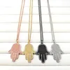 Mode Hand Form Anhänger Halskette Mix Farben Kristall Fatima Hände Anhänger für Frauen Mädchen Schmuck NK494
