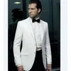 New Popular Handsome Two Buttons Ivory Wedding Groom Tuxedos Notch Lapel Groomsmen Men Suits Prom Blazer (Jacket+Pants+Tie) 249