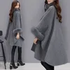 Frauen Capes Mantel Pelz Hals Design Winter Kleidung Oberbekleidung Tops Lose Mode Mäntel Damen Wolle Mischungen S-3XL