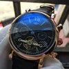 Top Luxury Watch Swiss Brand Mens Automatic Mechanical Watch Rose Gold Moon Phase Watchs Коричневая кожаная повседневная военачальника MA3344022