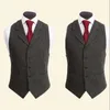 Latest Farm Wedding Wool Herringbone Tweed Vests Custom Made Groom Vest Slim Fit Mens Suit Vest Prom Wedding Waistcoat