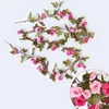 230 cm / 91in jedwabny róża dekoracje ślubne bluszczu winorośli sztuczne kwiaty Arch Wystrój z zielonymi liśćmi wiszące ściany girlanda