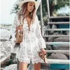 Sarongs Women Women Lace Floral Crochet Bikini Cover Up Swimwear Beach Taking Summer Dress Tops 20211