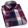 Camicie scozzesi casual in cotone 100% da uomo Tasca manica lunga Slim Fit Comoda camicia in flanella spazzolata Stili per il tempo libero Top Camicia