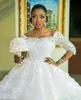 2020 роскошные цветочные аппликации плюс размер свадебные платья без бретелек кружева с плеча 3/4 рукава придворный поезд свадебные платья свадебные платья