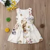 Dziewczynek Kwiatowa Sukienka 2019 Nowy Lato Dzieci Bez Rękawów Kwiat Drukuj Przycisk Dresses Moda Dress Odzież
