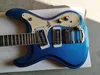 1966 Ventures Mos Zero(0) Fret Johnny Ramone Metallic Blue E-Gitarre Bigs Tremolo Saitenhalter, schwarze P-90 Pickups, Little Dot Inlay