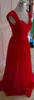 Ny ankomst Två axlar Spets och Chiffon A-Line Long Prom Pageant Bridesmaid Dresses