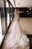 섹시한 긴 소매 인어 웨딩 드레스 맞춤형 환상 Bodice 하나의 어깨 장식 조각 Tulle Bridal Gowns Court Train Robes De Mariée