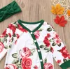 Yenidoğan Bebek Kız giyim seti 2 Adet Çiçekler Baskı Romper + Kafa Çocuklar Kış Giysileri toddler kız giyim roupas menin