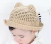 Wholesale-/summer 2019 new children's hats summer cartoon mesh knit basin hat baby sun hat infant cat ear top hat lady