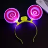 Cute LED Flashing Lollipop Headband Kids Adults Light Up Glowing Hairband Headwear Christmas Glow Party Supplies SN2552