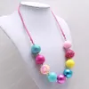 Mode Chunky Baby Bubblegum Beaded Halsband Justerbart Handgjorda Rope Halsband För Girls Toy Kids Smycken Gift