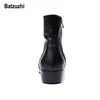 Batzuzhi Western Cowboy Uomo Stivali Caviglia Nero Stivali invernali in vera pelle Uomo Scarpe antinfortunistiche botas hombre Cool Big Size US6-12