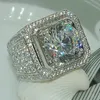 Мода Мужчины Женщины ослепительно кольцо серебристого серебристого кольца с бриллиантами, вовлеченное свадебное кольцо, размер 5-12296d