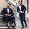 Marinho Blue Casual Casual Mens Suits Slim Fit Fit Tuxedos no noivo