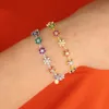 Kadınlar 2019 yaz bohemian Altın gümüş Renk Charm sevimli çiçek Bilezikler kaplamalı gökkuşağı Zirkon Taş Moda Takı pulseras sıcak