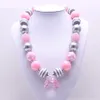 Rose gris couleur enfants grosses perles collier ensemble de bijoux à la mode fille enfants perles gros collier Bracelet ensemble