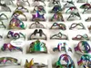 Wholesale 50PCS Rainbow Cut Mix Stainless Steel Rings Women girls Jewelry Gift acier bague edelstahlringe