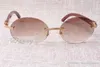 Nuovi occhiali da sole rotondi moda retrò comfort diamante T8100903 Occhiali da sole con gamba a specchio con motivo a quadri naturali Occhiali della migliore qualità Taglia: 58-18-135