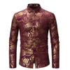 Geblümte Hemden für Herren, Langarm-Hemd, Luxus-Hemden, modische Oberteile für Männer, hochwertige Goldfarbe