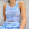 Tie dye print feminino tanque superior casual ginásio activewear sem alças magro sexy bralette colheita topo verão harajuku streetwear1649801