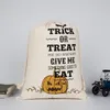 Halloween Candy Bag Gift Sack traktatie of truc pompoen geprinte canvas tassen Hallowmas Christmas Party Festival Drawring Bag GGA2558