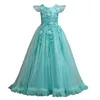 Fantaisie princesse robes de soirée pour les filles longues sans manches fleur soirée enfant bal mariage enfants Dress1 fille