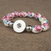Braccialetti di perline in ceramica stile all'ingrosso-18 moda fiore pittura ceramica 18mm braccialetto a scatto bottoni fai da te gioielli possono adattarsi bottoni 18mm