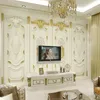Dropship Пользовательские 3D обои Роскошные 3d Золотой Carving Европейский Mural Гостиная Спальня ТВ фона Роспись обои Объем