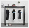 Magasin de vêtements Nakajima Vitrine Meubles de chambre à coucher Barres parallèles au sol Cintre Art en fer Cintres latéraux de l'île Rack dans les racks de chargement pour hommes et femmes