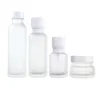 50 110 Flacone in vetro smerigliato da 150 ml Vaso crema con coperchio pompa bianco per imballaggio cosmetico siero/lozione/emulsione/fondotinta SN4322