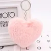 Heart-Shaped Pom Pom Пушистого брелок Подвеска Украшение Key Organizer Key Holder подарок новизна Keyring аксессуары Женщина Брелки