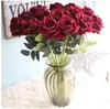 Konstgjorda blommor Rose Bouquet Wedding Home Party Decoration Single Stem Silk Flowers Floral Rose7678733