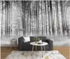 Fondos de pantalla WDBH PO mural Popular 3D Forestal Forest Grove Blanco y negro Paisaje artístico Pared para sala de estar