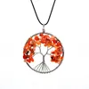 7 Chakra Tree Of Life Pendant Necklace Copper Crystal Natural Stone Necklace Quartz Stones Pendants Women Christmas Gift