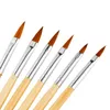 Hout nail art borstel nummer 2/4/6/8/10/12 UV gel carving pen penseel vloeibare poeder DIY schoonheid nagel tekening pen snelle verzending F3257
