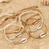 1PC Fashion Shell Bead Bracelets Boho Vintage Cowrie Gold Color Seashell Handmade Adjustable Bracelet Beach Jewelry for Women
