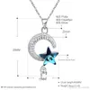 Echte S925 sterling zilveren halve maan maan ster kristal uit Swarovski element hanger kettingen voor vrouwen fijne sieraden geschenken