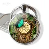 Butterfly and Clock Keychain Romantic Jewelry Butterfly Picture Glass Donme Pendant Metal Keyring Fashion Accessories for Women2910628