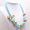 Handgemachte Kinder Mädchen klobige Schleife DIY Halskette für Baby Schmuck Spielzeug süße blaue Kaugummi Perlen Halskette Kinder Geschenk