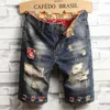 2019 Nowe letnie dżinsy Patch Patch Retro Denim Pants Projektant Projektanta Dziura męskie szorty mody