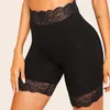 Gaoke Black Lace Trim Solid Biker Shorts för Kvinnor ActiveWear 2020 Sommar Athleisur Kvinnlig Hög midja Skinny Shorts