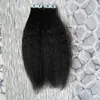 Yaki Straight Human Hair Kinky Cinta recta Extensiones de cabello 40 piezas Cinta de Yaki gruesa en el cabello en adhesivos PU Piel Trowft Invisible 40pcs