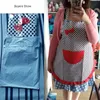 Kvinnor Polka-dot Bow Vattentät Förkläde Kök Restaurang Matlagning Bib med Pocket Present Kök Förkläden
