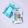 Färgad plast Aluminiumfolie Zip Packing Bag Clear Front med Rygg Guld / Blå / Svart / Grön För 4 Stil